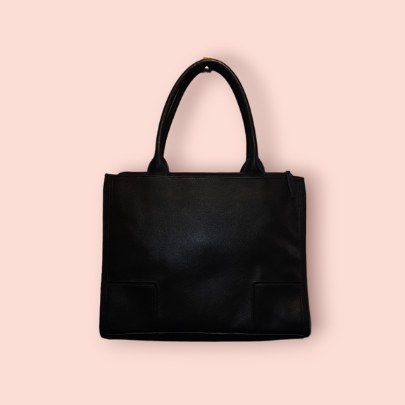 Tory Burch Ella Pebble Leather and Canvas Tote Large Shoulder Everyday Luxury - Picture 2 of 10